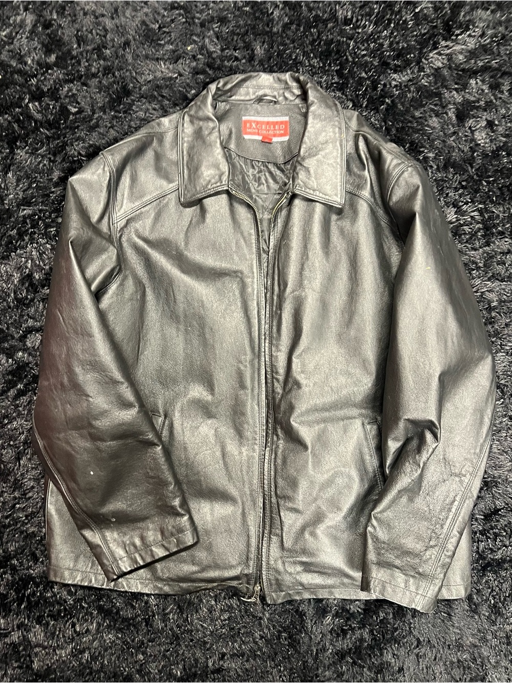 Excelled Men’s XL 100% Genuine Leather Black Jacket Zip Front